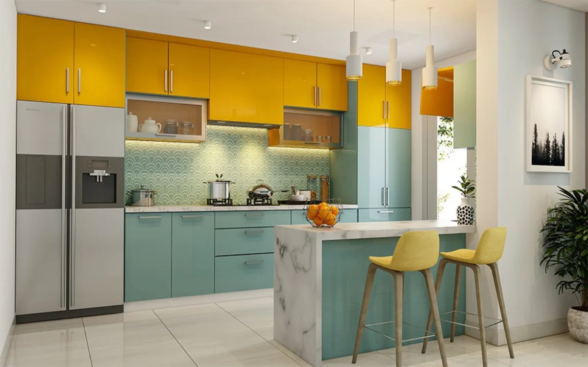 انواع مدل کابینت آشپزخانه دو رنگ